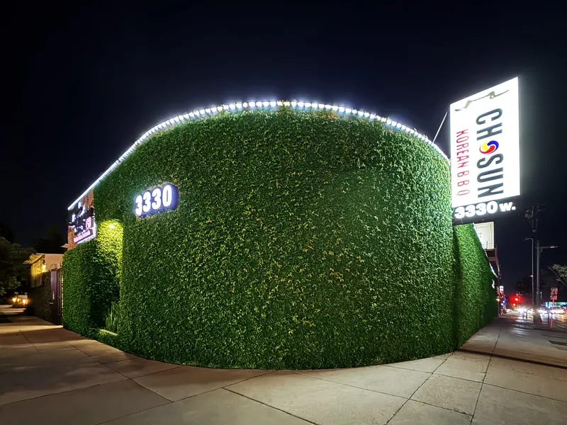 The building on West Olympic at night